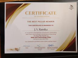 Best Pillar Member – Web and Technology Pillar