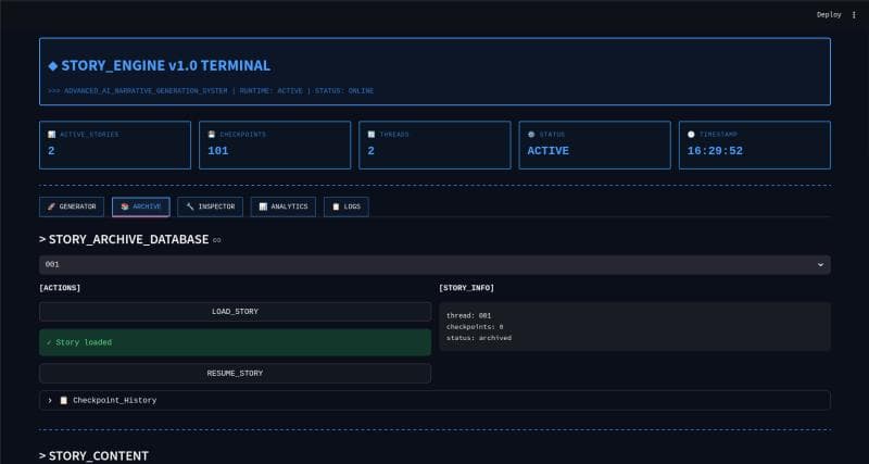 Multi-Agent Storyworld Simulator project screenshot from LinkedIn